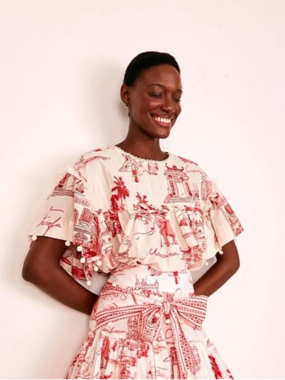 Farm Rio Nossa Lingua Toile Mini Skirt & Blouse Matching Set - Small